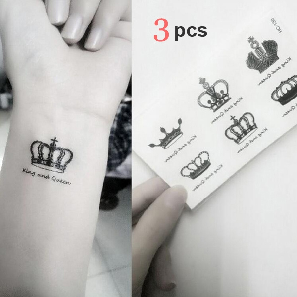 King Queen Tattoo Waterproof Male and Female Temporary Body Tattoo