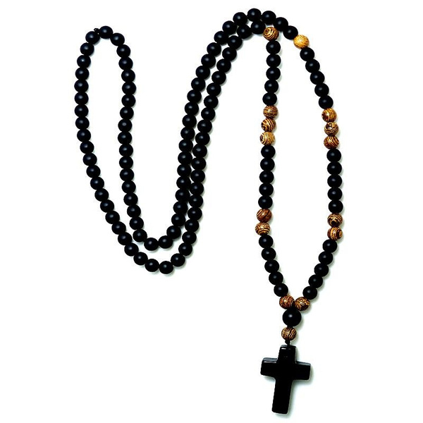 6MM Black stone Wood Beads with black 
