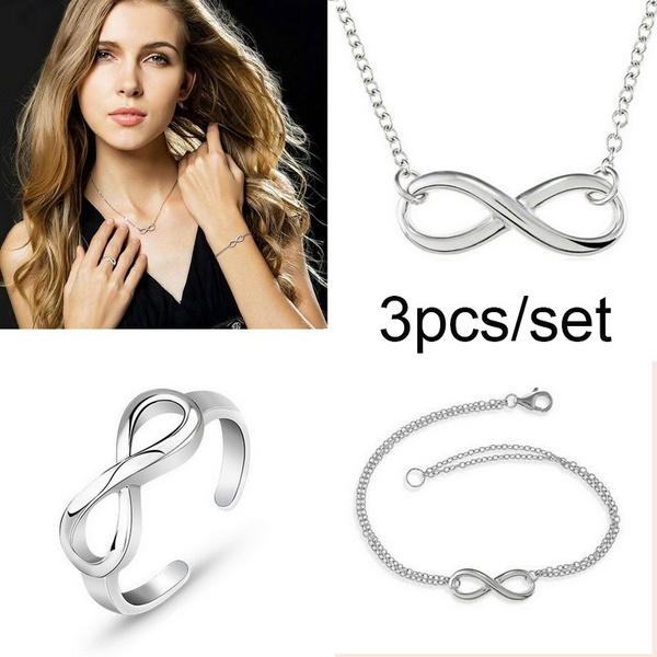 Infinity necklace and hot sale bracelet set