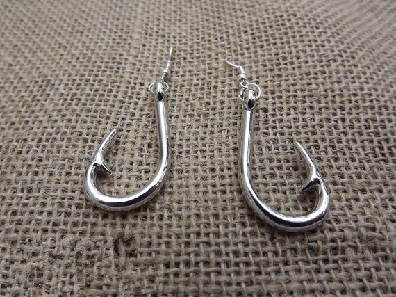 fishing hook earring, fish hook earrings, hunting accessories