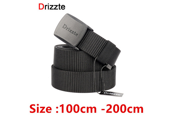 Drizzte Plus Size 47-83inch Men's Black Nylon Military Tactical Plastic Buckle Belt 