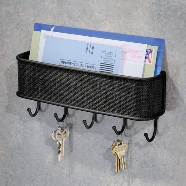 Utility Wall Mount Mailbox Key Rack Organizer Letter Holder For Door Entryway Kitchen Twill Black Wish - Black Wall Letter Bin