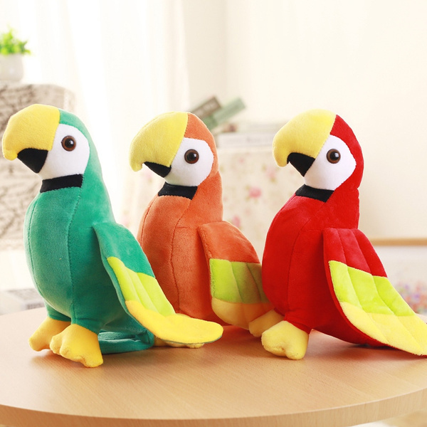 20cm Cute Plush Green Orange Red Parrot Toy Stuffed Doll Bird Baby Kids