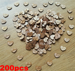 200pcs Rustic Wooden Wood Love Heart Wedding Table Scatter Decoration Crafts (Color: Brown)