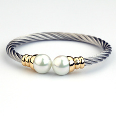 Charm Bracelet, Steel, pearl jewelry, stainless steel bracelets bangle wriswatch