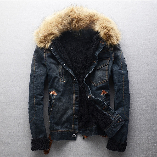 HSMQHJWE Men'S Fur Jackets Men Jacket Outdoors Mens Spring And Autumn  Fashion Leisure Solid Color Buckle Lapel Slim Denim Jcket Coat Top Blouse Men'S  Denim Jacket With Hood - Walmart.com