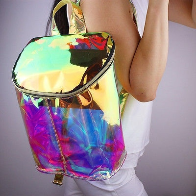 Holographic Glitter Color Block Mini Backpack – Lisa Frank