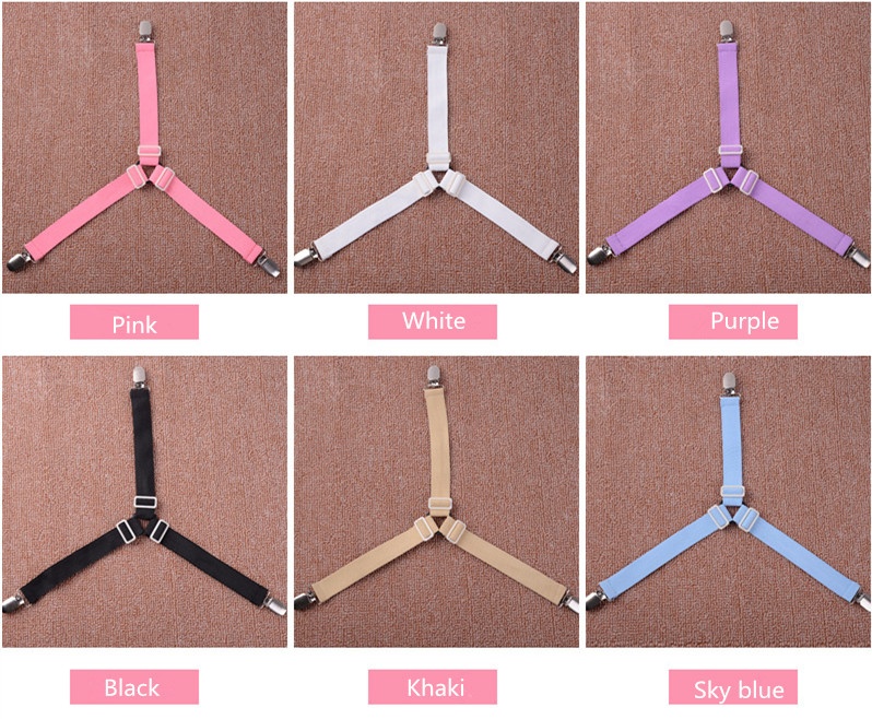 4PCS Triangle Bed Mattress Sheet Clips Grippers Straps Suspender Fastener Holder