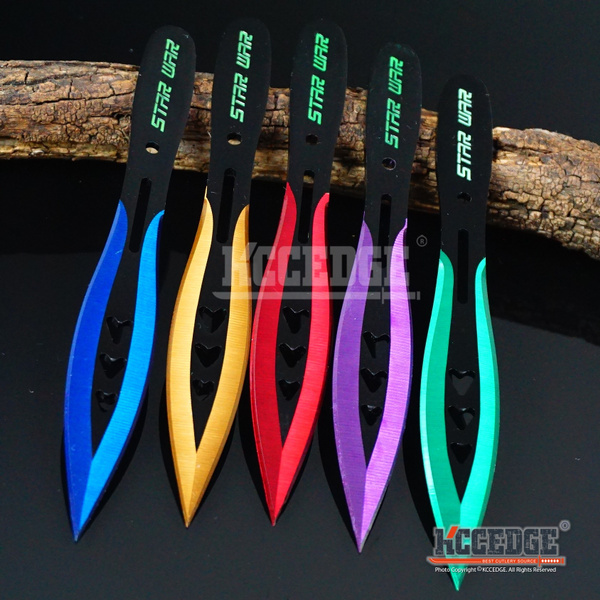 6PC 6.75 STAR WAR Super Sharp Assorted Technicolor Throwing Knife