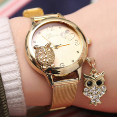Fashion ladies watches casual vintage watches jewelry accessories gold watches owl pendant jewelry quartz watches
