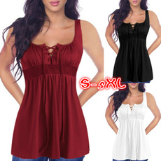 Bandage Tanks Women Fashion Summer Sleeveless Strappy Scoop Neck Pure Color Casual Sexy Tops