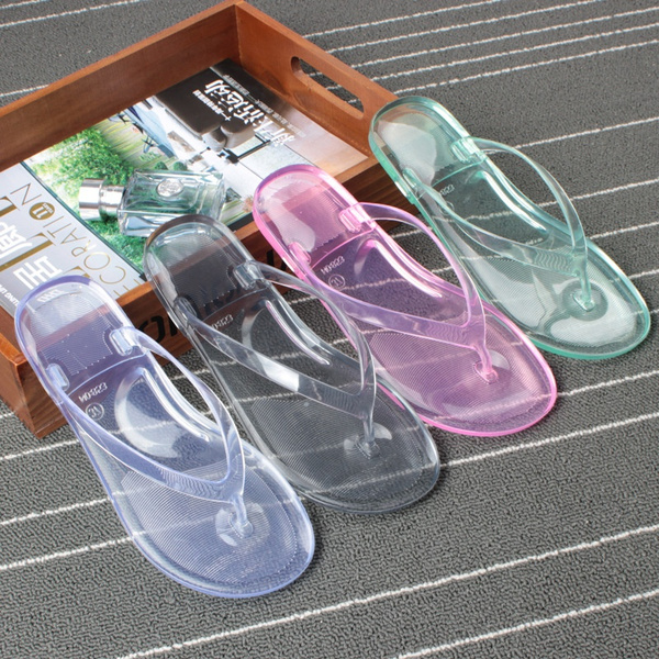 Endelig Thrust salami Summer Women's Transparent Jelly Sandals Slip Slippers Flip Flops | Wish