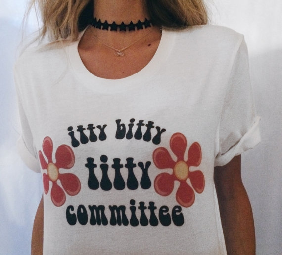 Itty Bitty Titty Committee Flower Power Boobs T-Shirt Women Tumblr