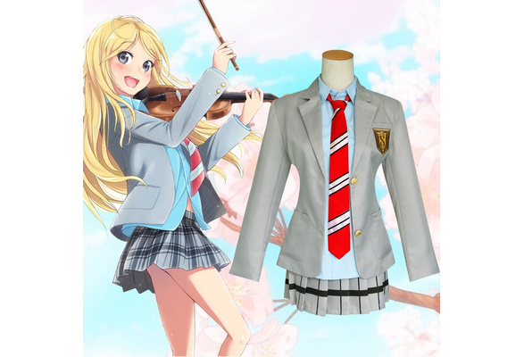 New Anime Shigatsu Wa Kimi No Uso Kaori Miyazono Cosplay Costume Dress  School Uniform Set | Wish