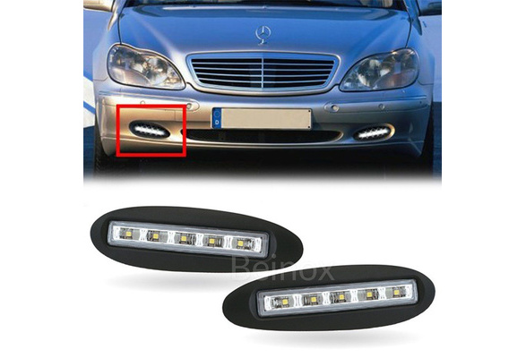 LED Daytime Running DRL Bumper Fog Light Trim For 2003-06 Mercedes W220 S Class