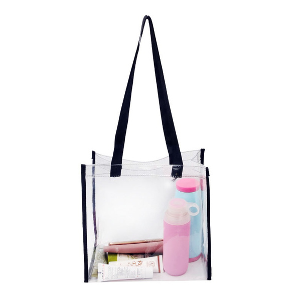 Fashion Women Clear Tote Bag Crystal PVC Handbag Tote Shoulder Transparent 