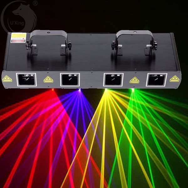 460mW Party LED Laser Bühne Licht Rot Grün Lila Gelb 4 Lens 4 beam 7CH DMX Xmas