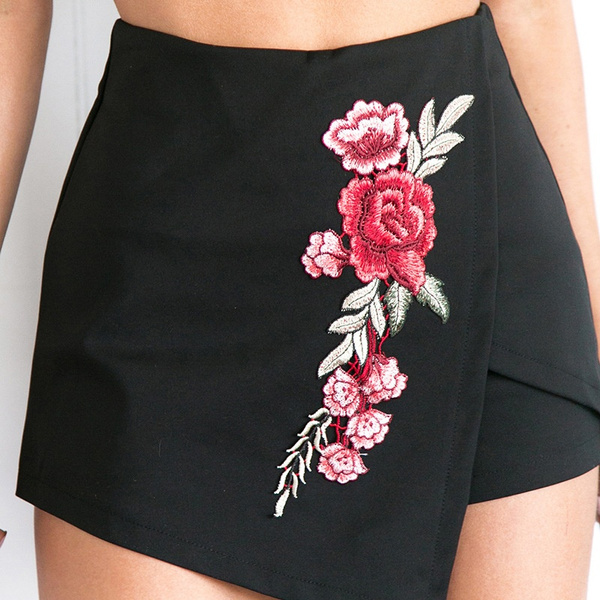 Trendy Boho Vintage Spring Women Skirts Short Black Mini Floral Print ...