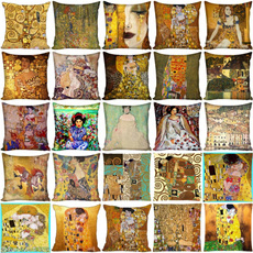 Gustav Klimt Kiss Square Pillow Personalized Double Hinged Cushion Home Decorative Cushions