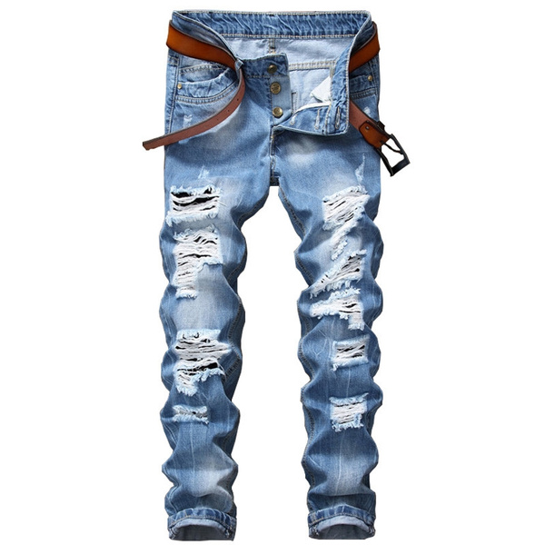 ripped denim joggers