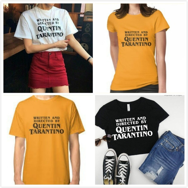 Summer Style Women Clothing Written And Directed by Quentin Tarantino  Letters Printed T-Shirt Tumblr Fashion Casual Loose White Tee Tops | Wish