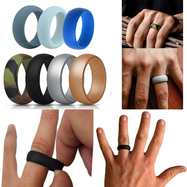 Flexible Rubber Silicone Wedding Ring Band Men Women Hypoallergenic New Flexible Rubber Silicone Wedding Ring Band Men Women Hypoallergenic New