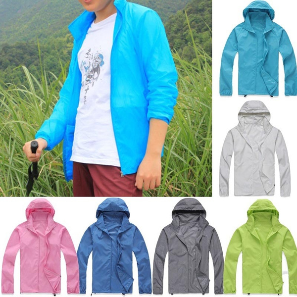 Waterproof Windproof Jacket Mens Ladies Womens Lightweight Rain Coat  Outdoor Hiking Fishing Sport Rain Coat Breathable Windbreaker