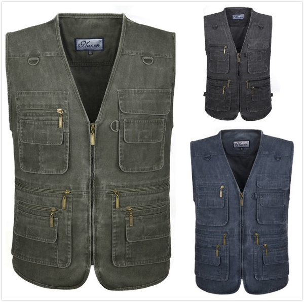 Men/'s Multi Pocket Waistcoat Fishing Hunting Gilet Travelling Vest Outdoor Tops