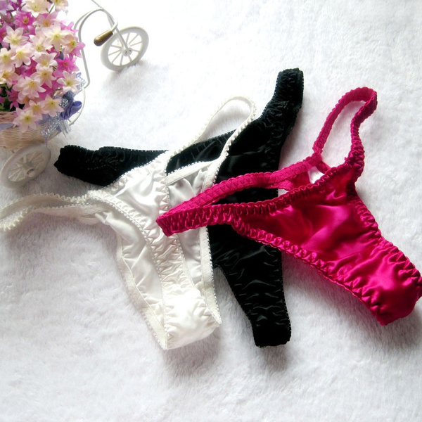 3PCS Women 100% Silk Thong Panties G-string Briefs Underwear