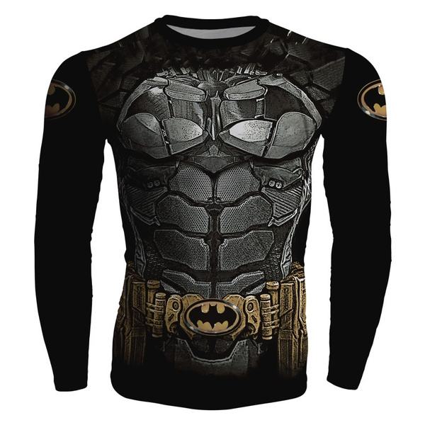 Batman Superhero Compression Shirt Long Sleeve For Sports