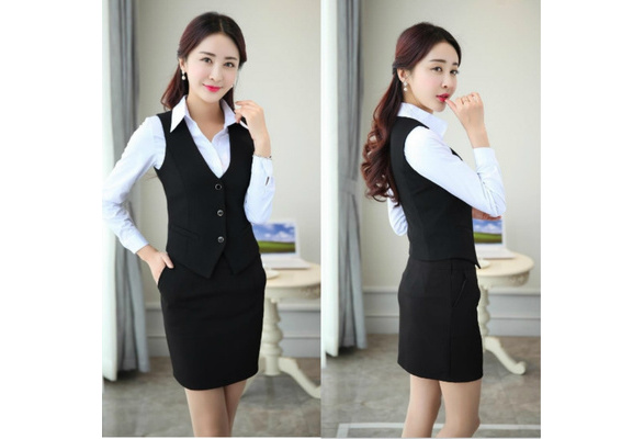Women Business Work Suit Vest Sleeveless Slim Fitted Waistcoat Gilet Tuxedo  Coat