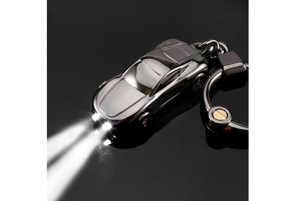 Key Chain Flashlight, JOBON Zinc Alloy Car Keychain with 2 Modes LED Light, Key