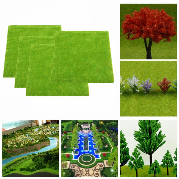 4pcs/set 25x25cm Scale Model Train Layout Kraft Paper Flocking