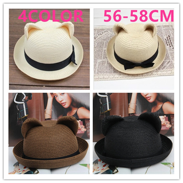 straw hat with ears