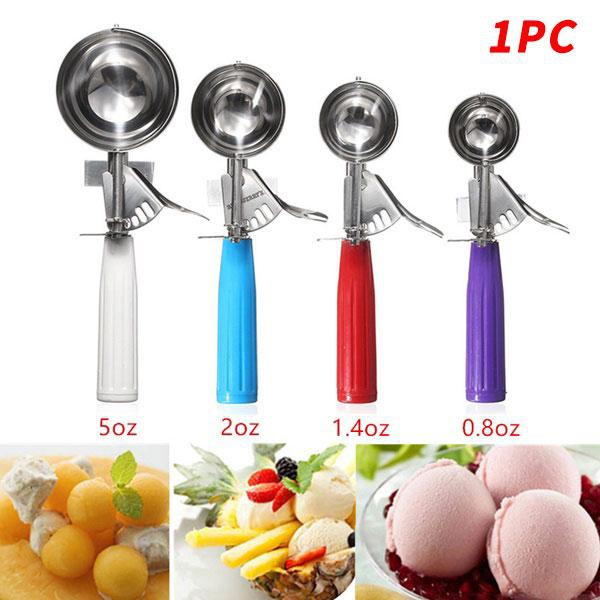1Pc 4 Sizes For Choose Stainless Steel Fruit Ice Cream Scoop Spoon Cookies  Spoon Handle Food Portioner Cutter Scoop Kitchen Accessories (Please note  that only one item is sold)