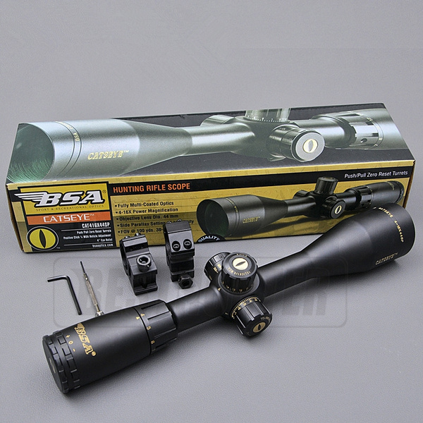 BSA 416X44 SP Hunting Rifle Scope Cat Eye Mildot Tactical Optical