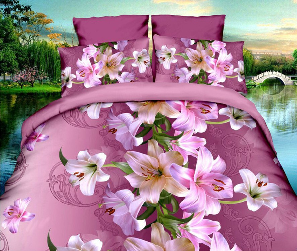 Duvet Cover Set,3D Rose Printing Bedding Set Comforter Bag Pillowcase ...