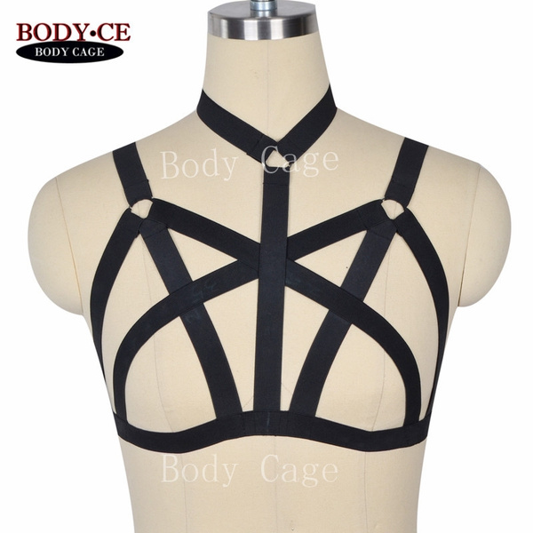 Black Body Harness Bra Bondage Gothic Harness Lingerie Exotic Dance