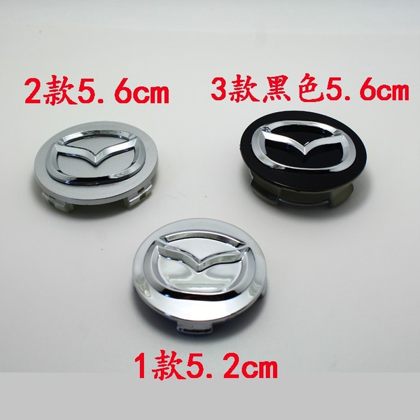 MAZDA REPLACEMENT CENTRE CAPS 60 MM SILVER ON CHROME & BLACK CAPS SET OF 4