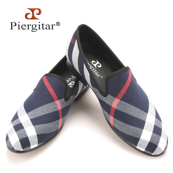 mens plaid slip on shoes