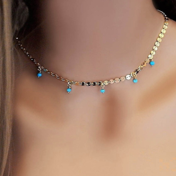 Fashion Gold Silver Turquoise Gemstones 