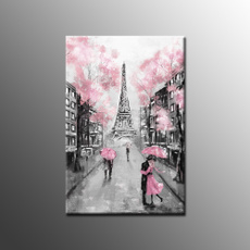 Landscape Oil Painting Wall Art For Bedroom Eiffel Tower Canvas Artwork Wall Decor