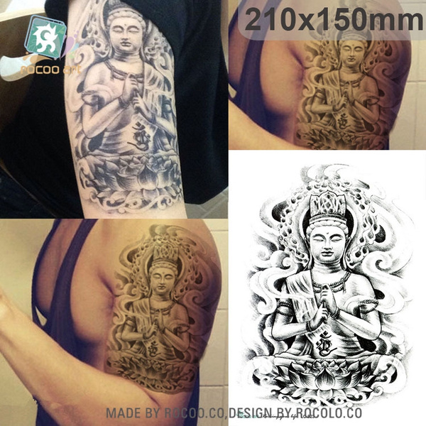 Full back woman tattoo with a lioness, stars, water lily, coi fi... -  Arthub.ai