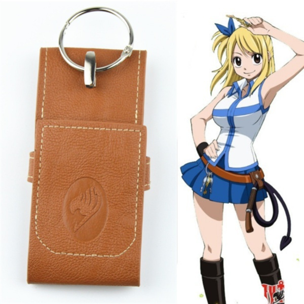 Anime Fairy Tail Lucy Heartfilia Key Chain Holder Bag Pu Leather wallet Cosplay 