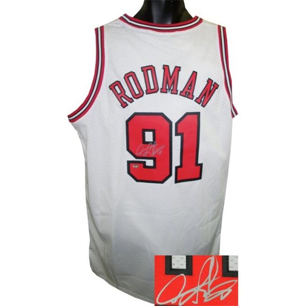 Dennis Rodman Bulls Signed Adidas NBA Swingman 6 Stat Jersey