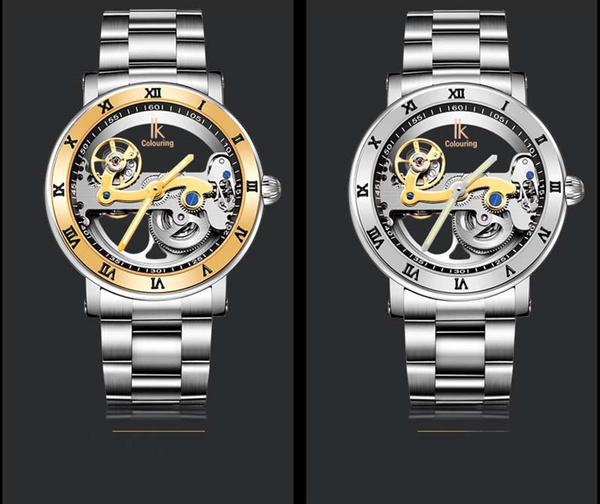 Ik automatic mechanical watch dial 2025 hollow skeleton mens waterproof watches