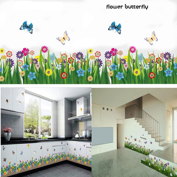 Flower Grass Erfly Wall Border Decal Removable Windows Stickers Decoration Wish - Removable Wall Sticker Borders Flower Grass Erfly Wall Border Decal Removable Windows Stickers Decoration Wish - Removable Wall Sticker Borders