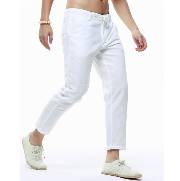 Men'S Pants Clearance Men'S Cotton And Linen Elastic Waist Blended  Breathable Comfortable Soft Beach Casual Trousers Full Length Pants White  Xl - Walmart.com