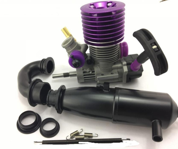 Hot Bodies HB 21 Nitro Engine 3.5 Motor with black exhaust pipe