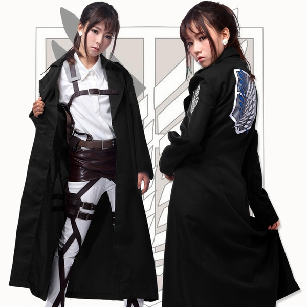 Plus Size Anime Attack on Titan Shingeki No Kyojin Cosplay Black Cloak